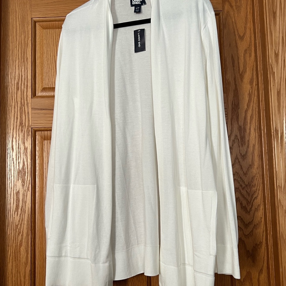 Lands' End Classic White Cardigan